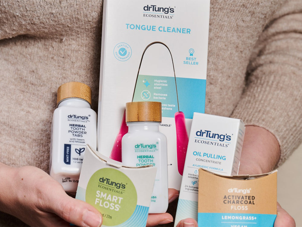 Woman holding DrTung's products